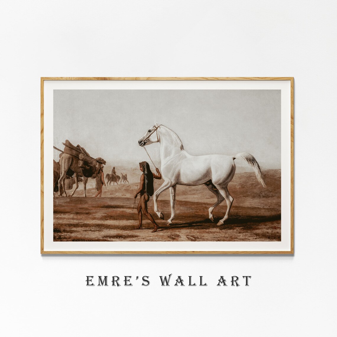 White Arabian Horse In Desert Vintage Equestrian Oil Painting Poster - Image 4