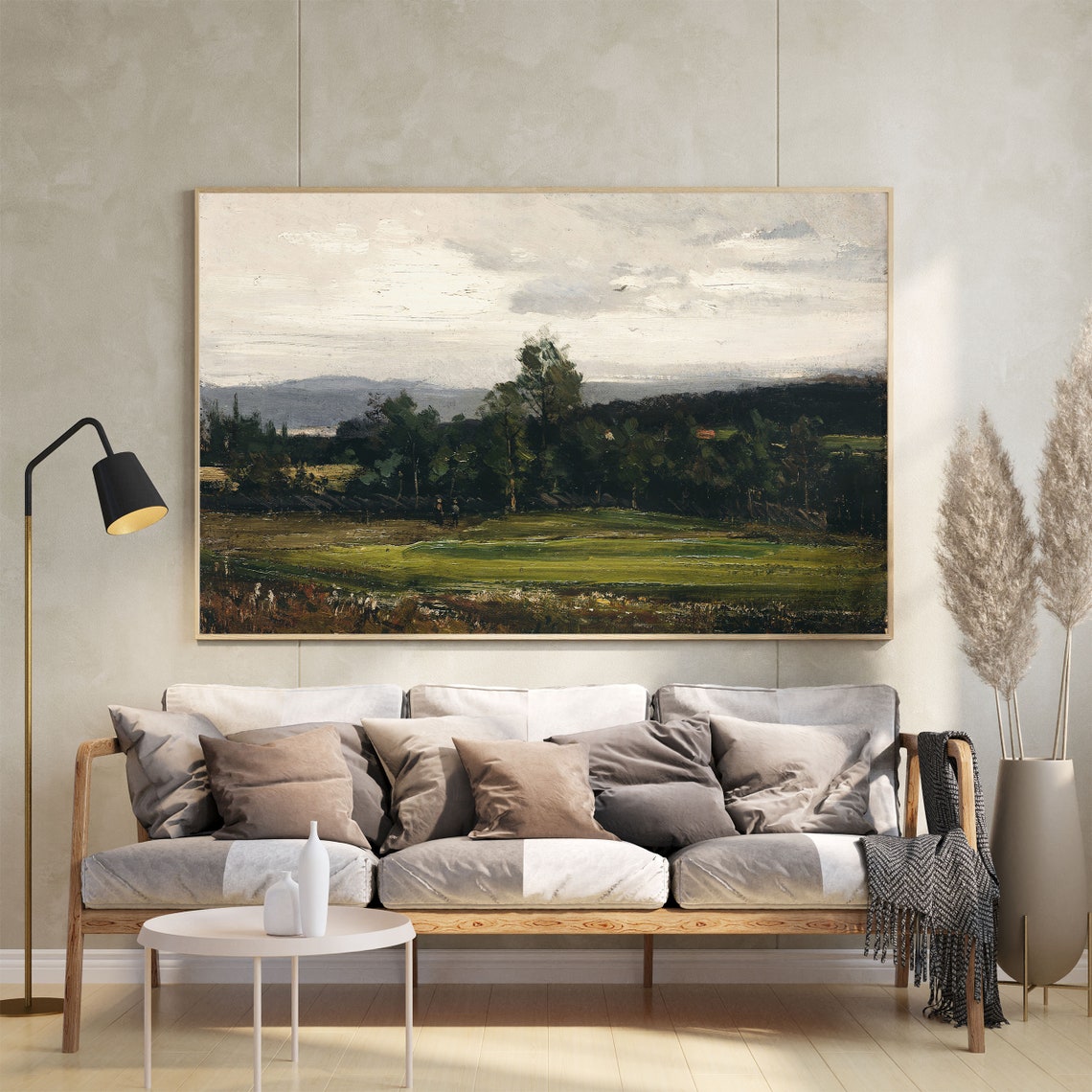 Summer Fields Painting Farmhouse Oil Painting Vintage Landscape Wall Art Prints Moody Farmhouse Wall Decor Vintage Country Painting - Image 2
