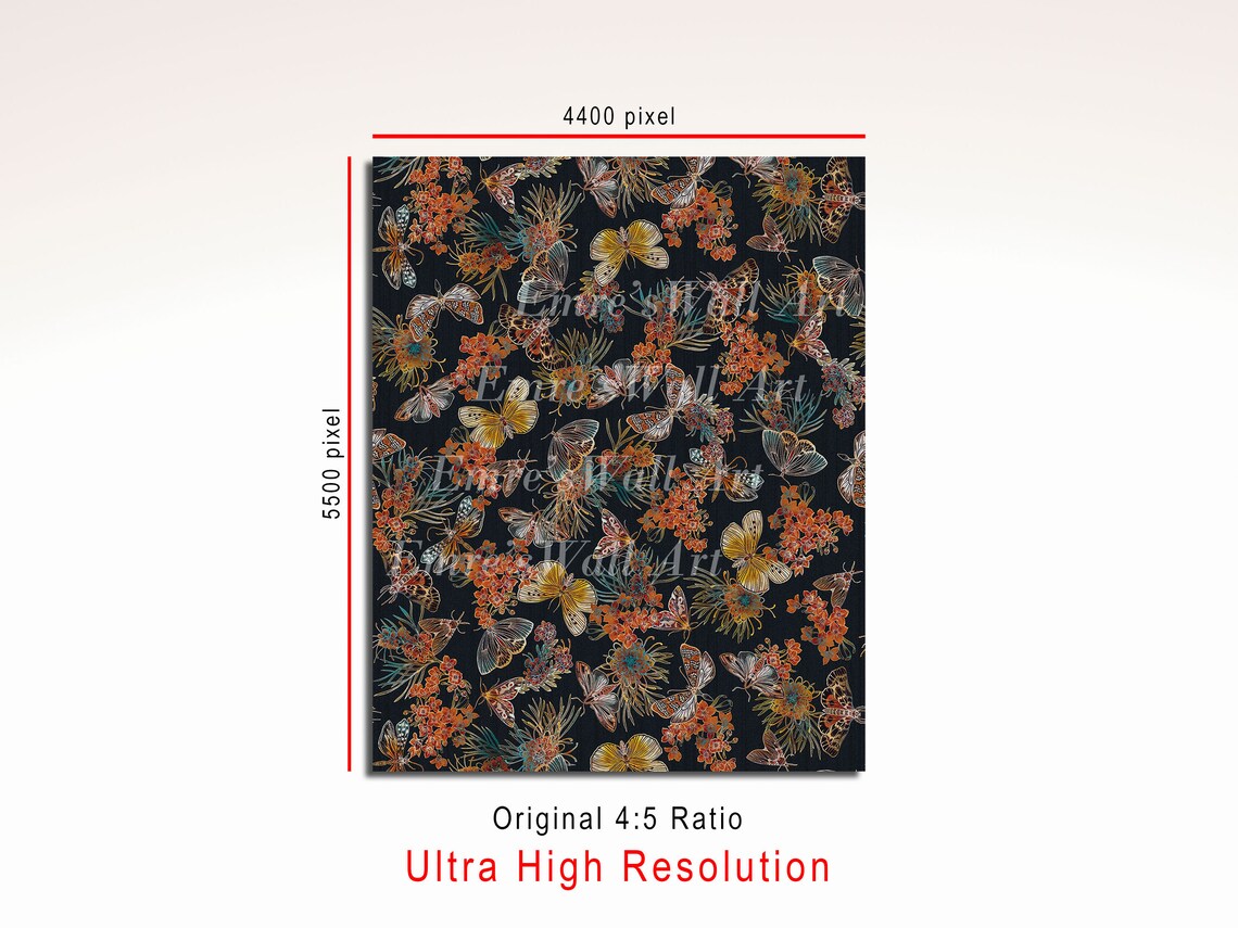 Vintage Textile Butterfly Rug Pattern Art Print - Image 3