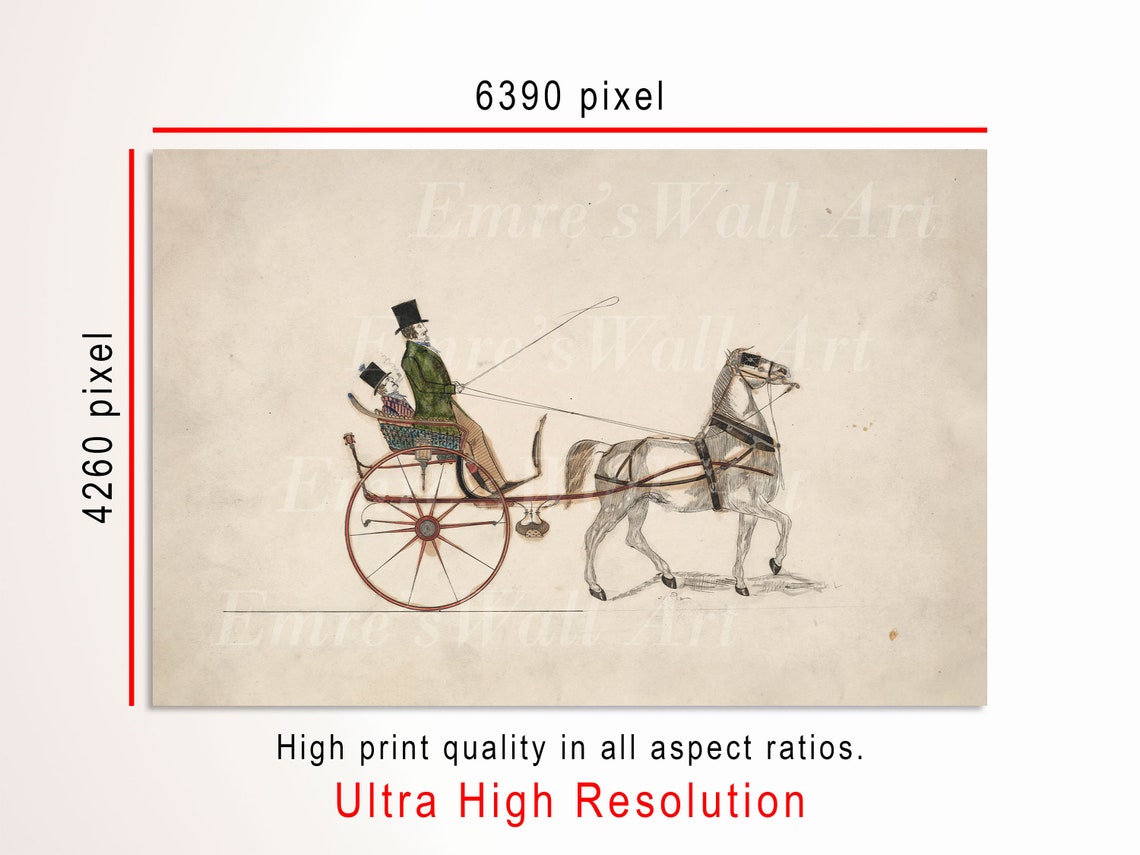 Horse Drawn Carriage with Top Hat Driver Vintage Engraving Art Poster - Image 3