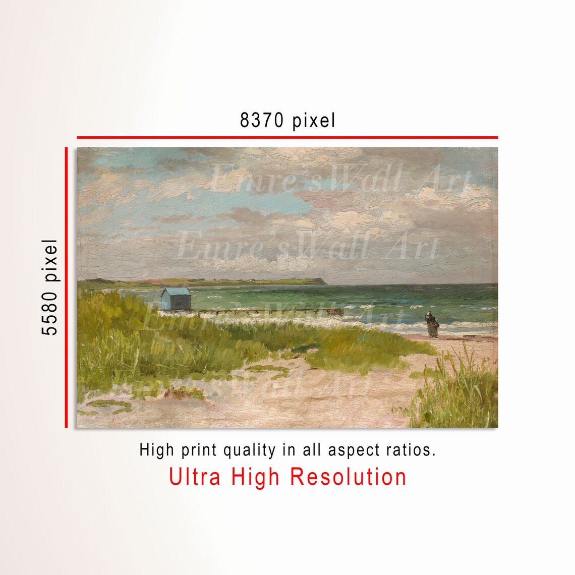 Vintage Coastal Seaside Landscape Art Print - Image 3
