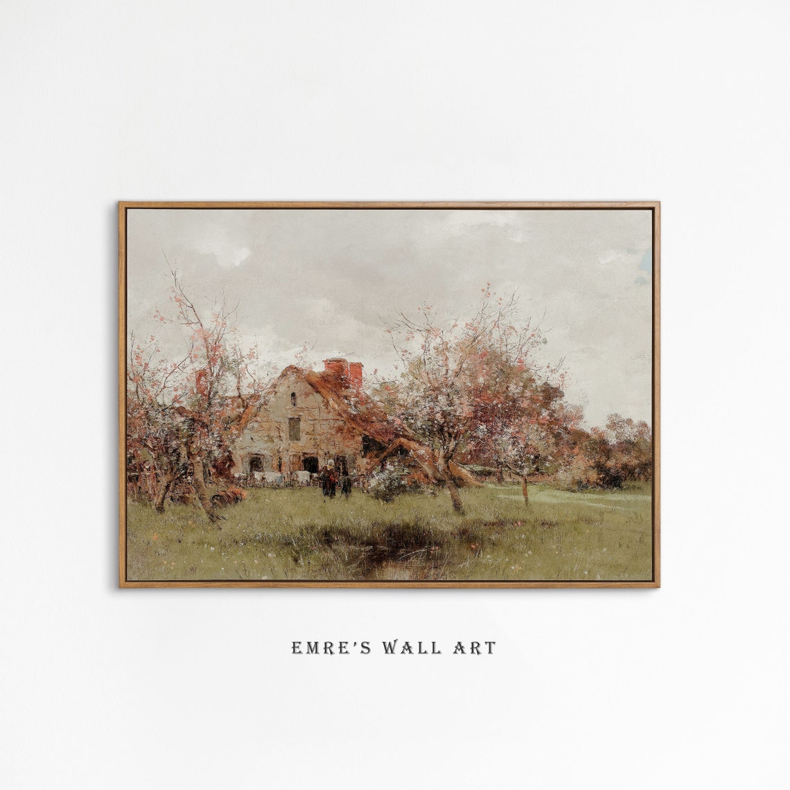 Stone Cottage Spring Blossom Trees Vintage Countryside Poster - Image 2