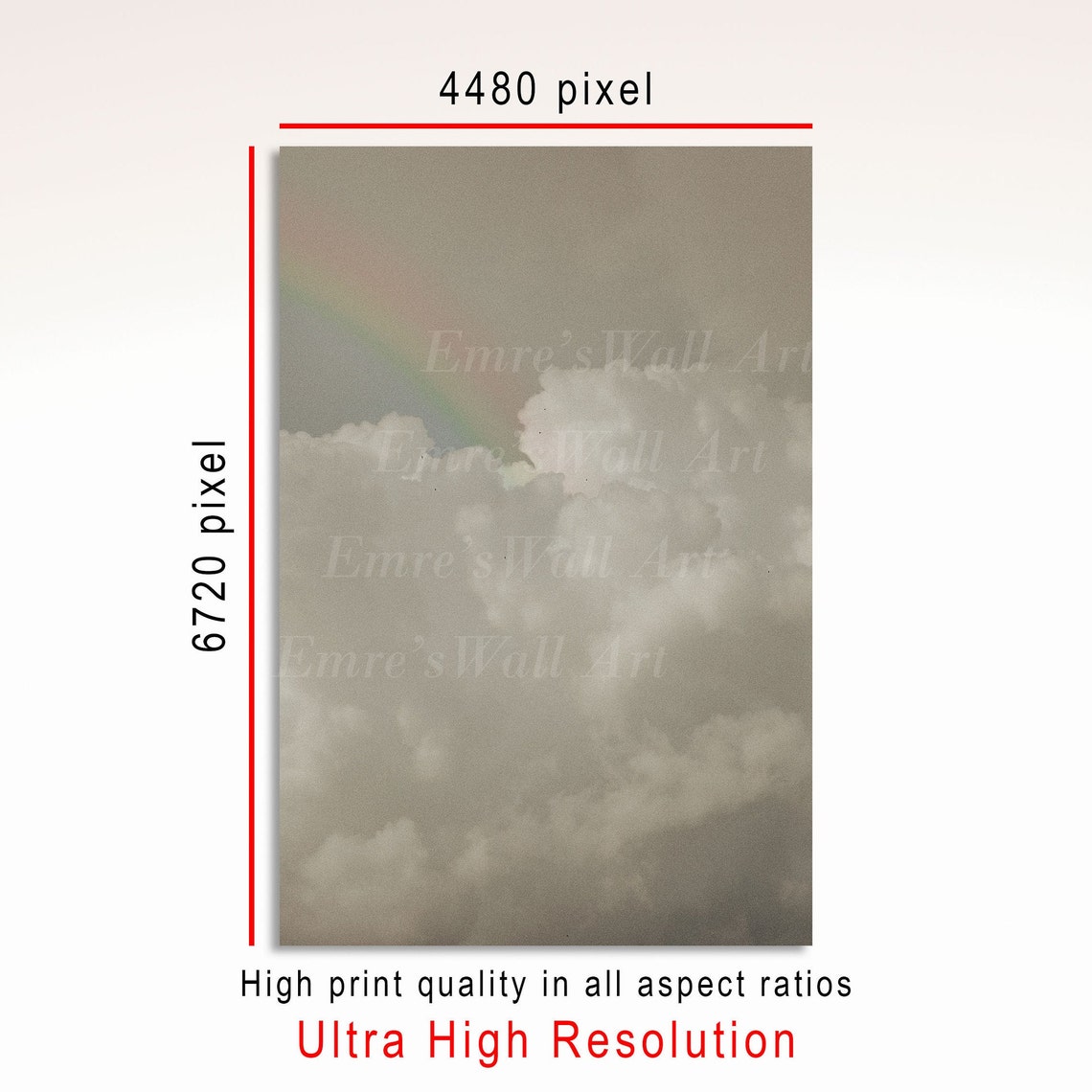Soft Cloudy Sky with Faint Rainbow Minimalist Neutral Cloud Poster - Image 3
