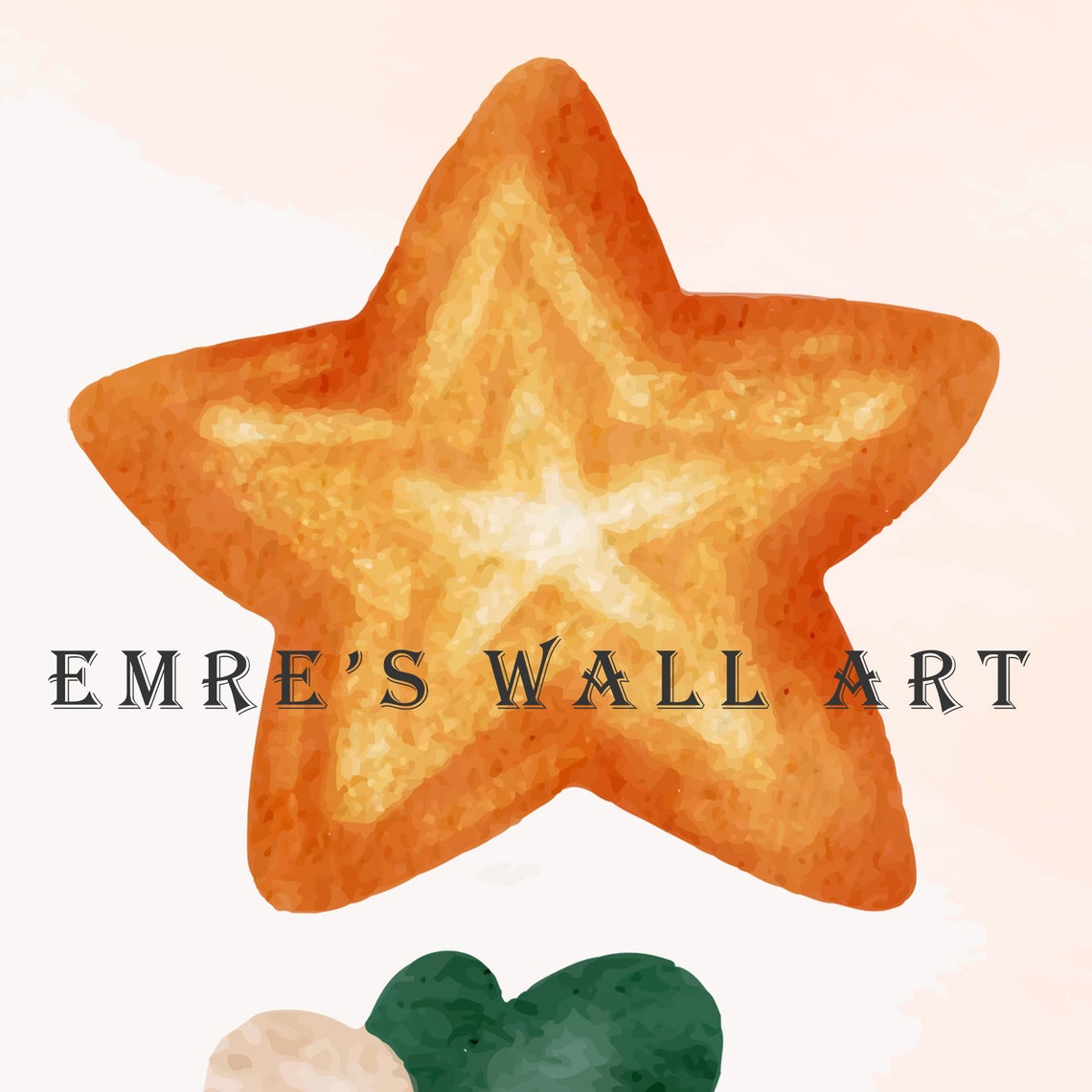 Santa Claus Tossing Star Cute Watercolor Christmas Holiday Poster - Image 2