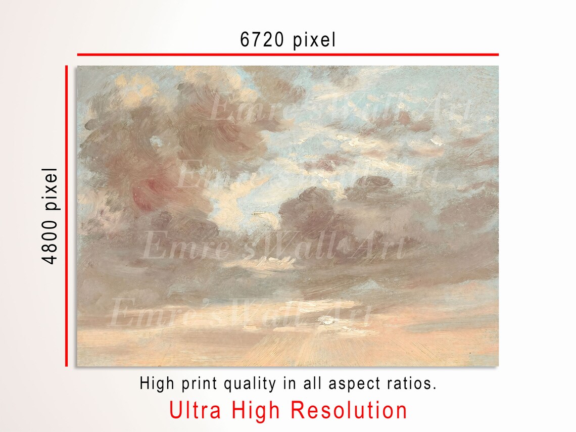 Cloud Oil Painting Vintage Cloud Study Art Print - Image 3
