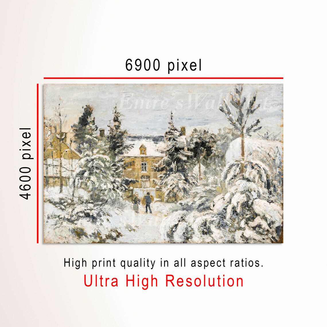 Vintage Christmas Holiday Art Print, Winter Country Scene - Image 3
