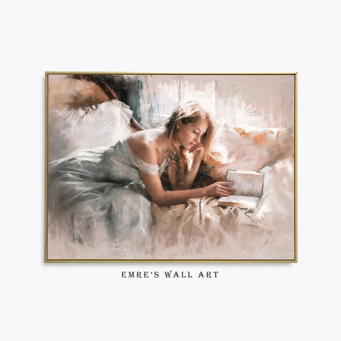 Victorian Woman Reading Oil Painting Art Print