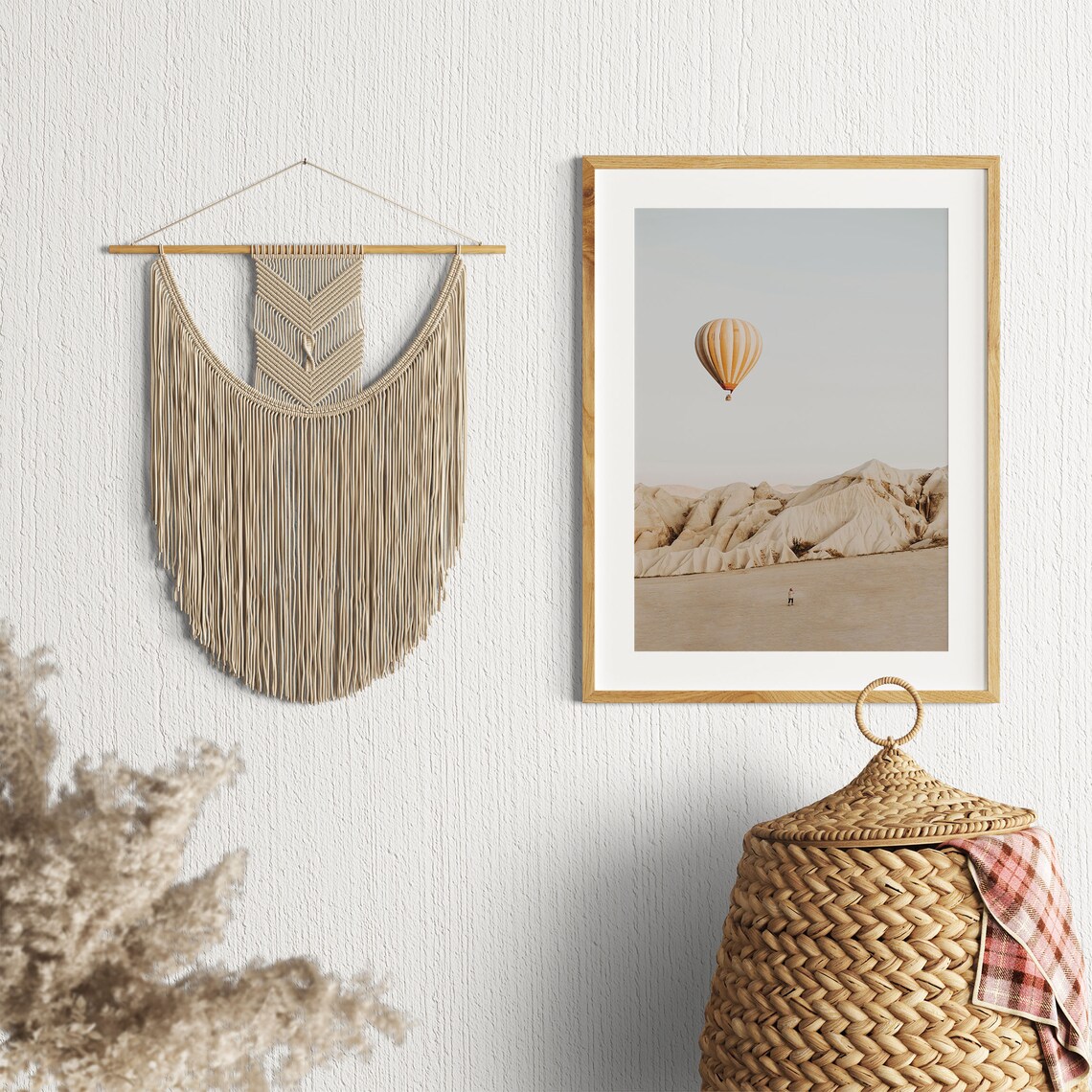 Cappadocia Hot Air Balloon Neutral Landscape Art Print - Image 2