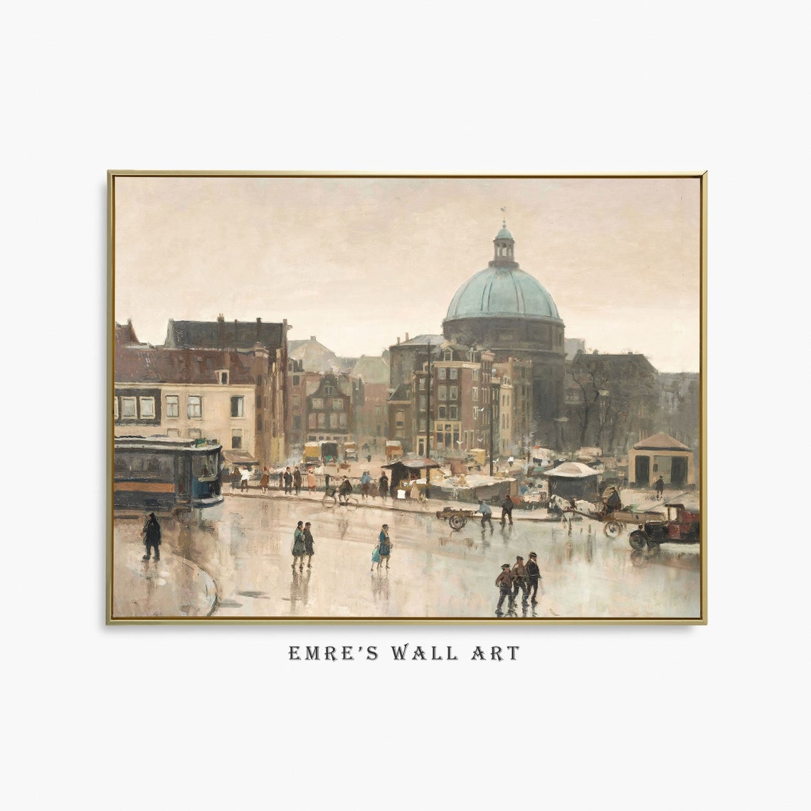 Vintage Cityscape Art Amsterdam Wall Decor Dutch Art Print Antique Cityscape Print Vintage Amsterdam Art Holland Oil Painting
