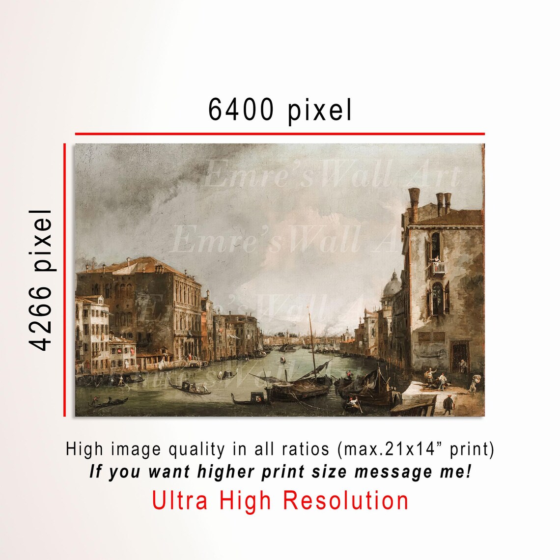 Retro City Landscape, Vintage Canal Art Print - Image 3