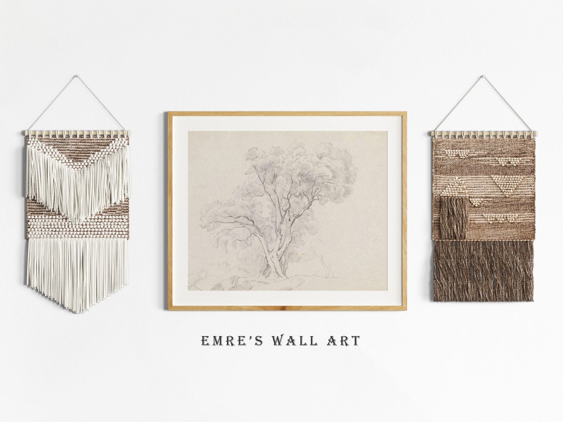 Tree Pencil Sketch Minimalist Botanical Drawing Neutral Wall Art - Image 2