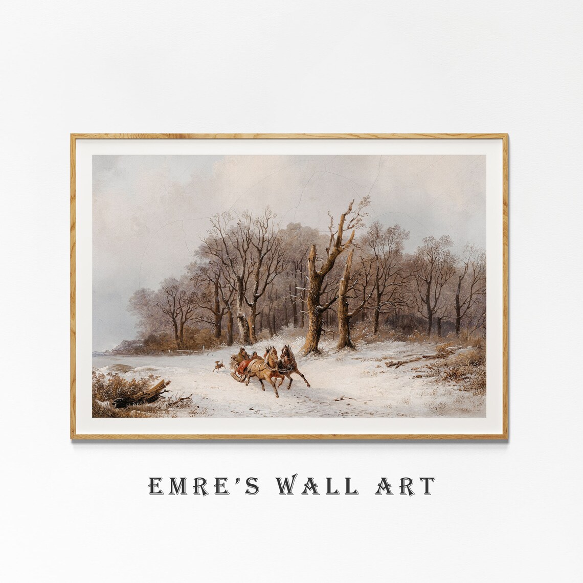 Vintage Winter Carriage Painting, Christmas Art Print - Image 4