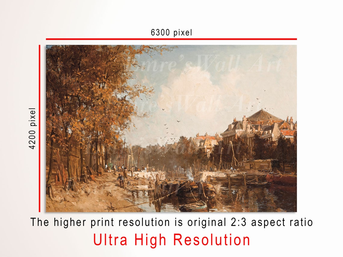 Autumn Tones Rotterdam Art Print Warm Tone Village Painting Vintage Holland Painting Antique Cityscape Wall Art Fall Landscape Print - Image 3