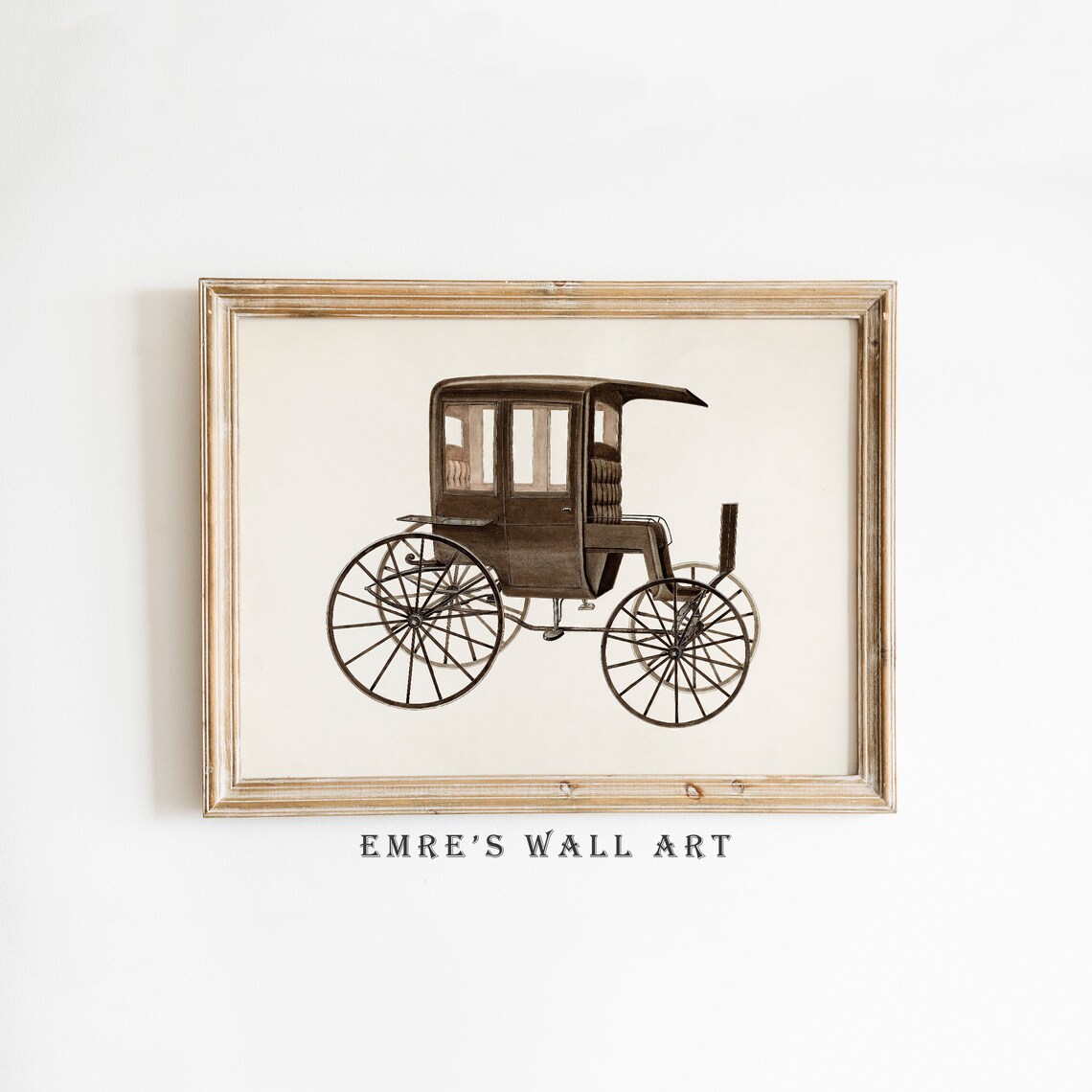 Vintage Horse Drawn Carriage Illustration Antique Travel Sketch Poster