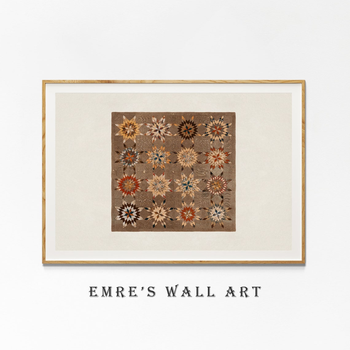 Antique Star Medallion Quilt Textile Vintage Pattern Art Poster - Image 4