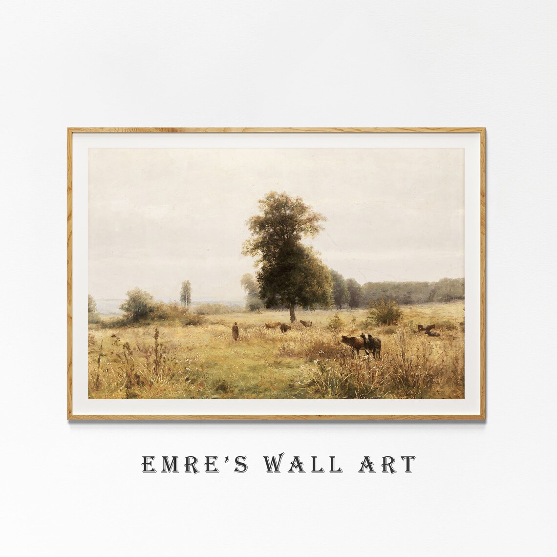Cattle Grazing In Summer Meadow Vintage Pastoral Landscape Poster - Image 4