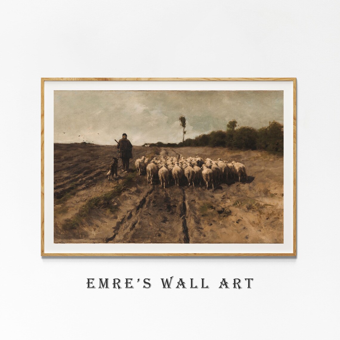 Vintage Countryside Oil Painting Rustic Farmhouse Art Print Nursery Farm Animal Wall Art Vintage Brown Landscape - Image 4