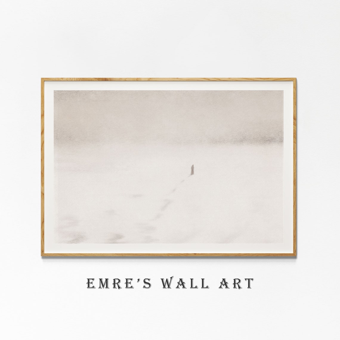 Minimalist Winter Solitude Lone Figure White Snowfield Poster - Image 4