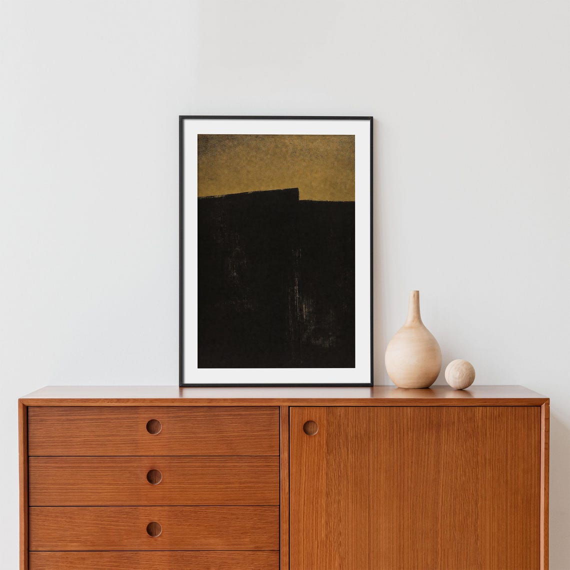Dark Gold Minimalist Abstract Landscape Moody Wall Decor Poster - Image 3