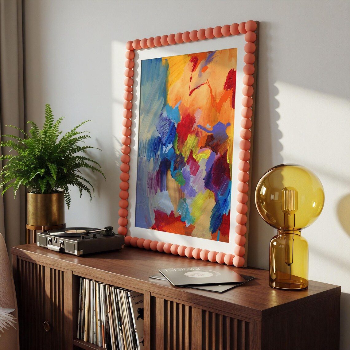 Colourful Abstract Modern Art Print, Maximalist