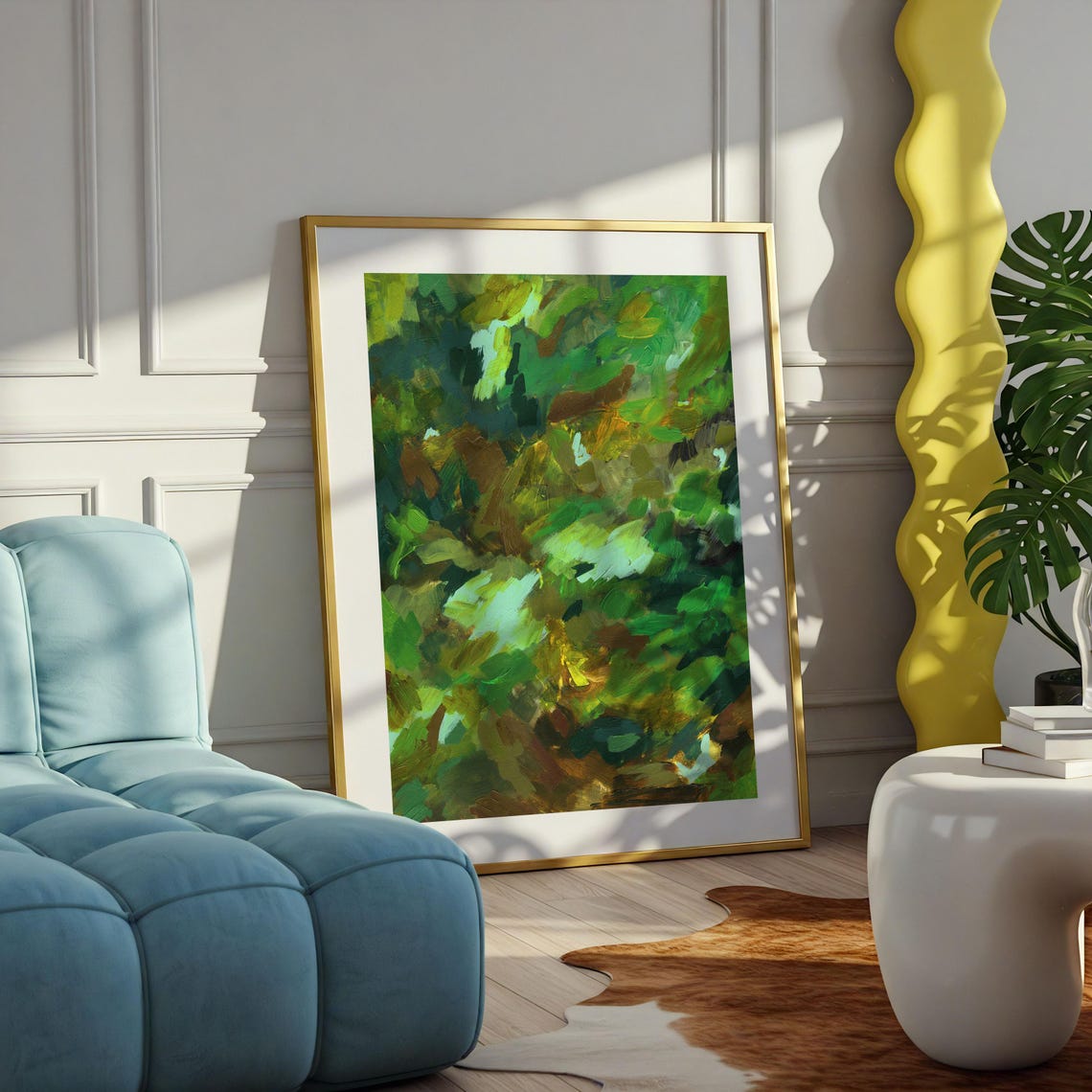 Emerald Green Abstract Brushstroke Modern Painting Art Poster