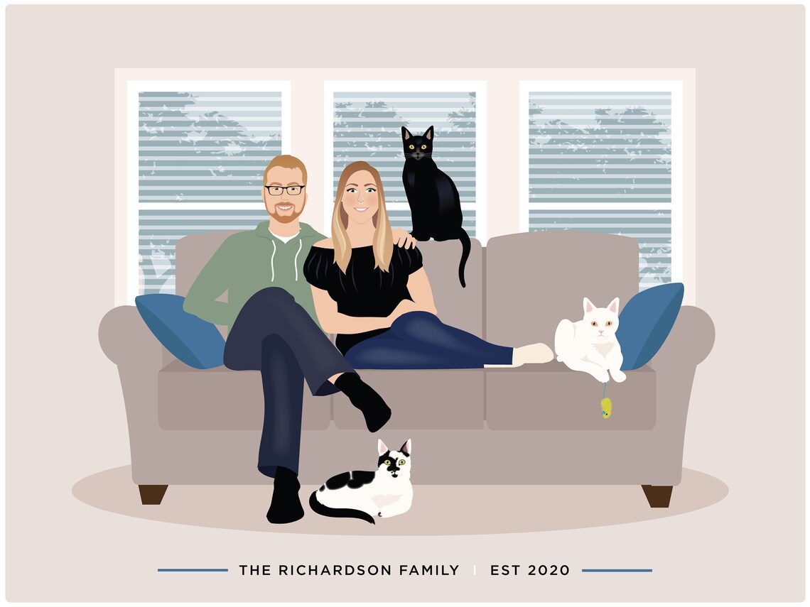 Custom Couple Portrait, Personalised Art Print - Image 2