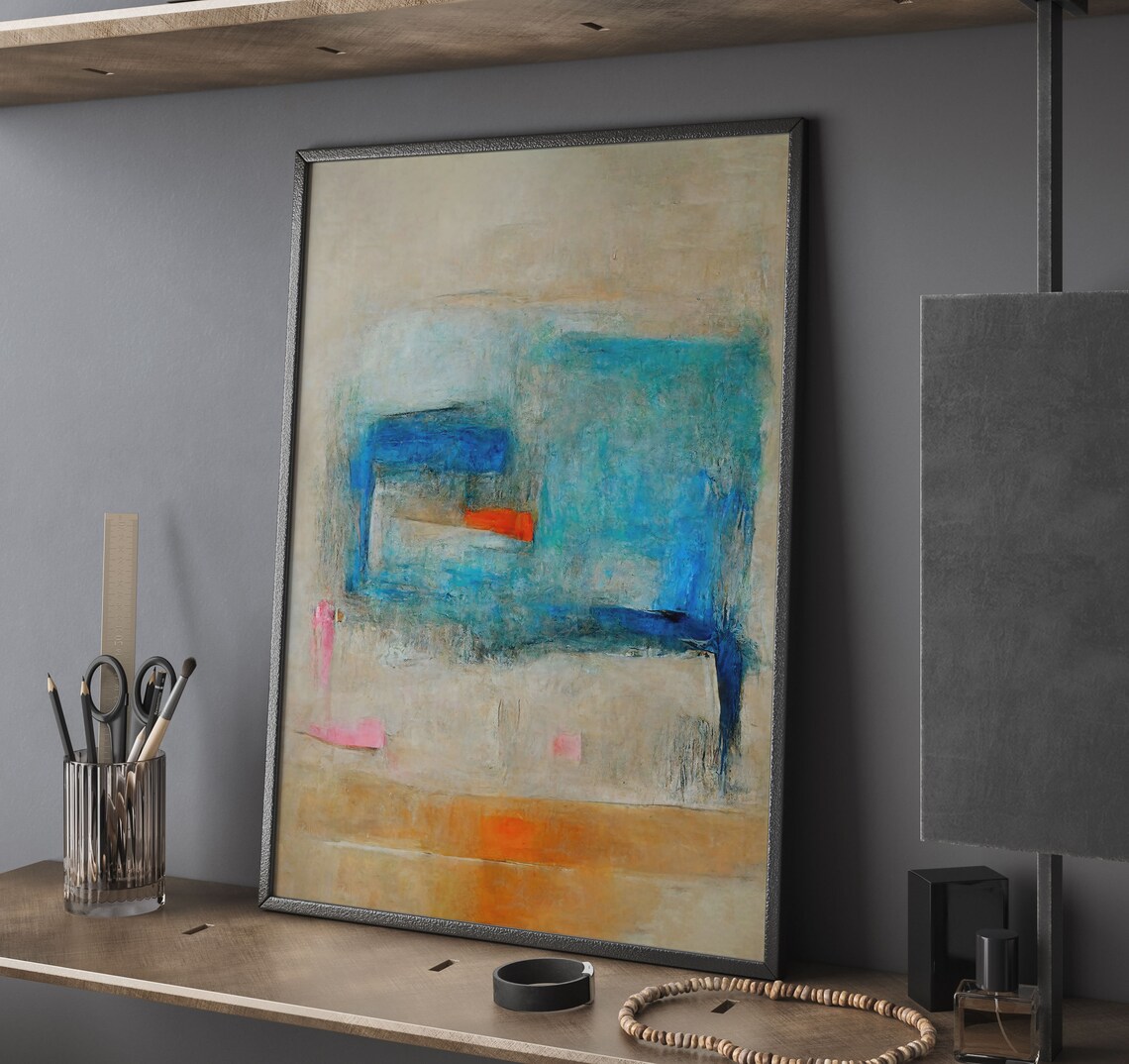 Abstract Landscape Print, Mid-Century Modern Art