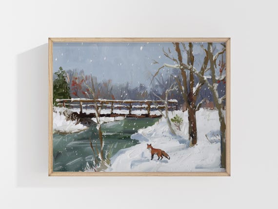 Winter Creek Landscape Art Print Unframed