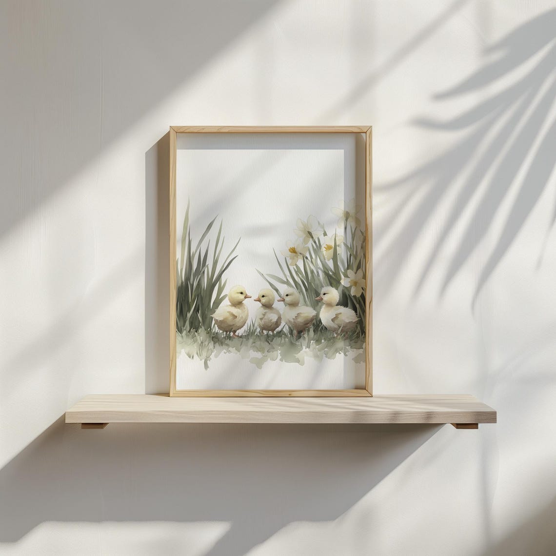 Four Ducklings And Daffodils Watercolor Cute Spring Nursery Art Print - Image 2