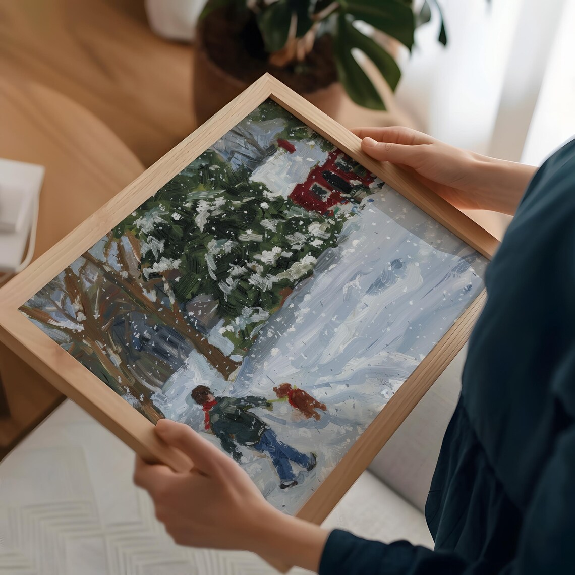 Winter Landscape Painting, Snowy Stroll - Image 4