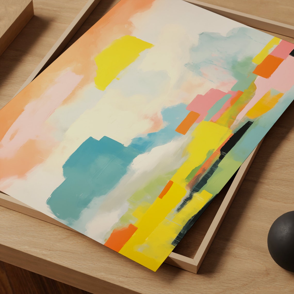 Sunrise Abstract Landscape Minimal Modern Wall Decor Hygge Style Living Room Design - Image 4