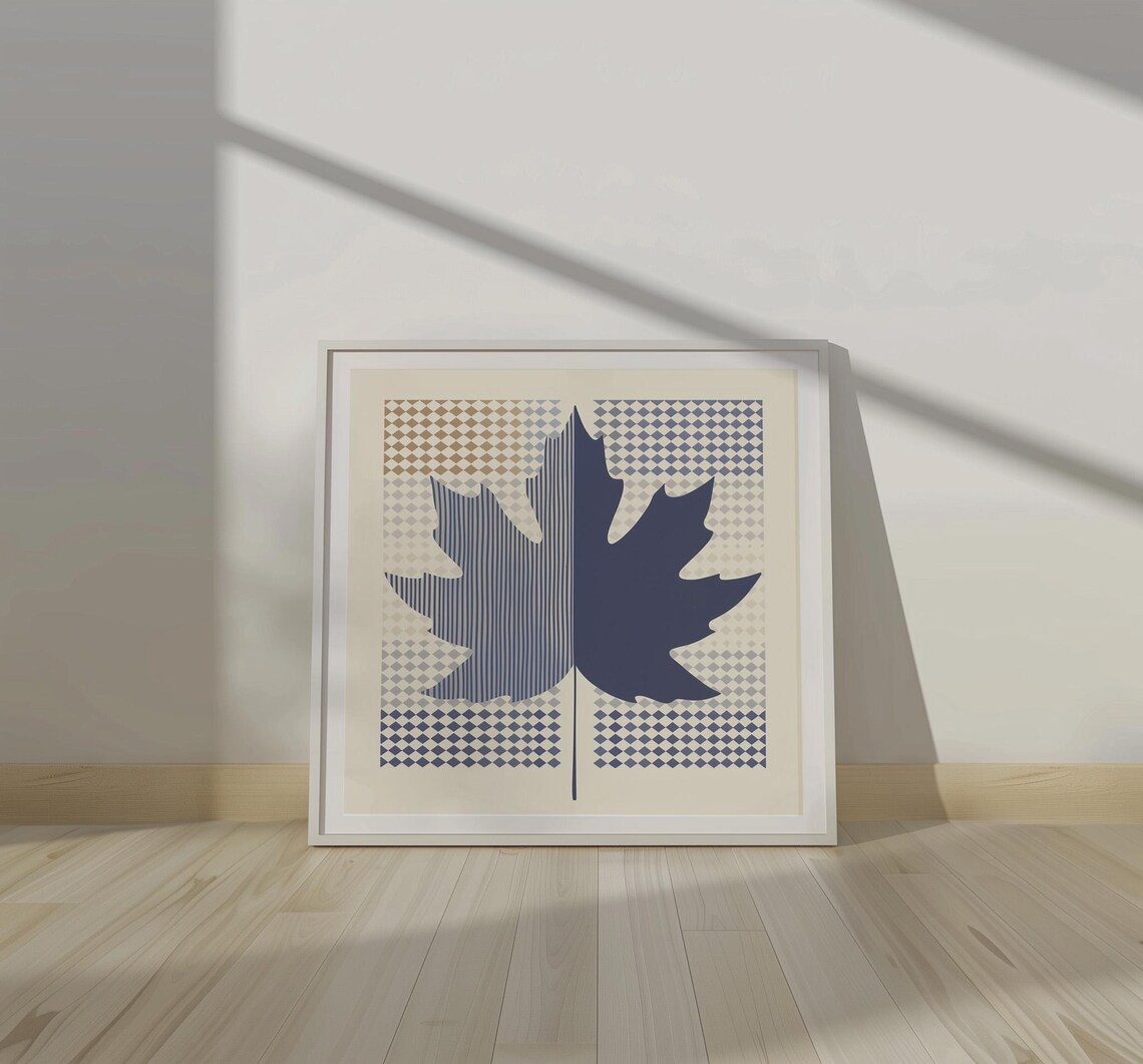 Blue Maple Leaf, Mid-Century Modern Geometric Art Print - Image 4