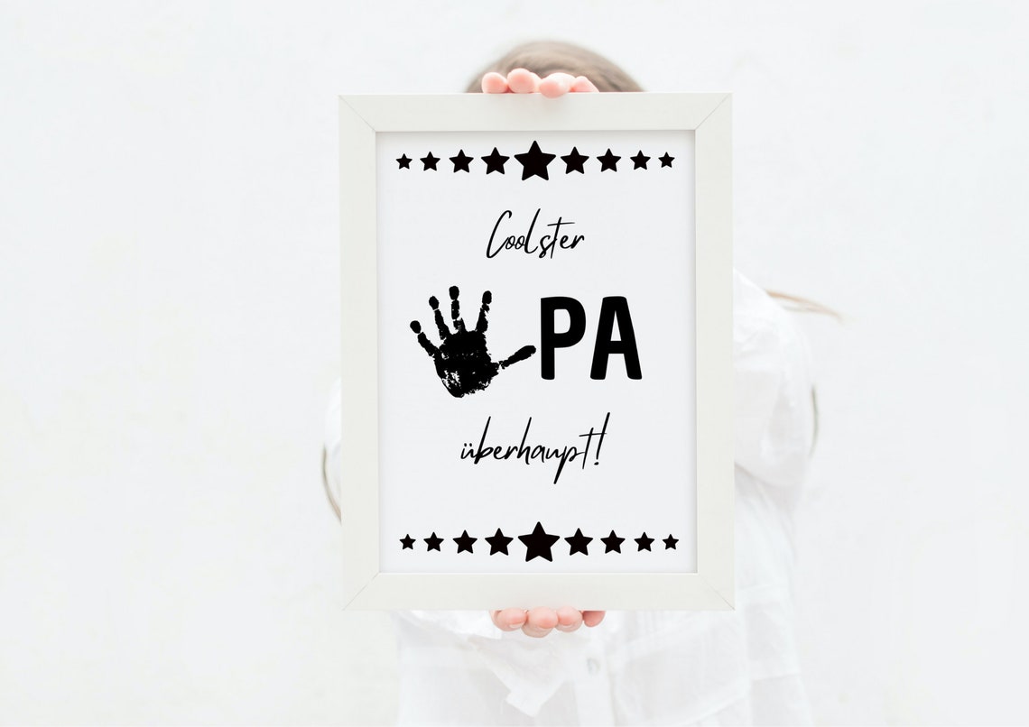Coolest Grandpa Ever Handprint Star Funny Gift Quote Art Poster - Image 4