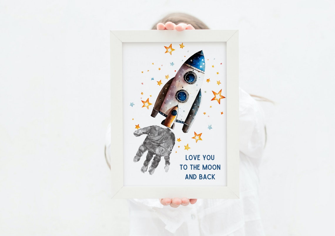 Love You To The Moon And Back Rocket Handprint Keepsake Poster - Image 4