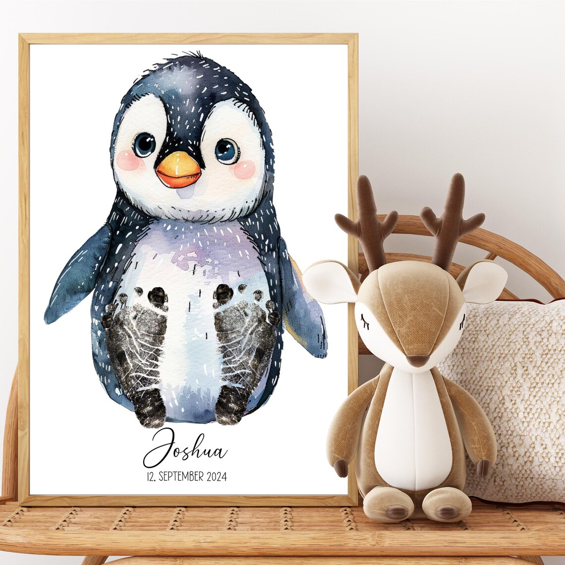 Personalized Penguin Footprints Nursery Art Print - Image 4