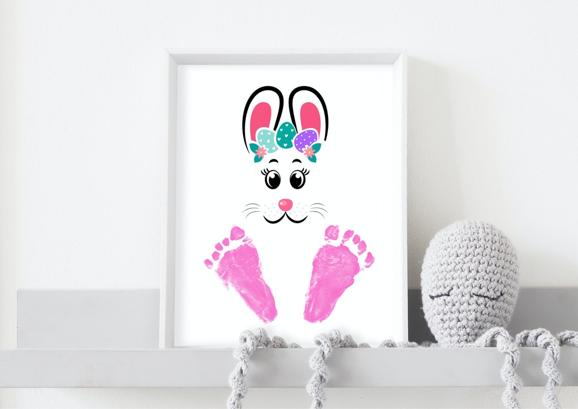 Easter Bunny Footprint Baby Keepsake Nursery Spring Art Poster - Image 4