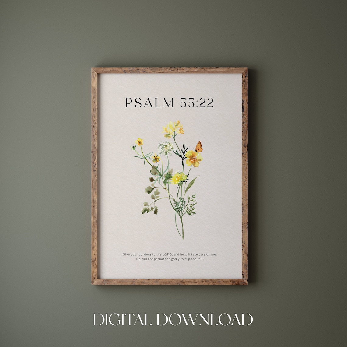 Psalm 55 22 Give Your Burdens to the Lord Yellow Wildflower Poster