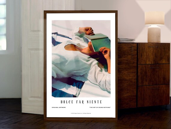 Dolce Far Niente Woman Reclining Book Italian Leisure Artwork Poster