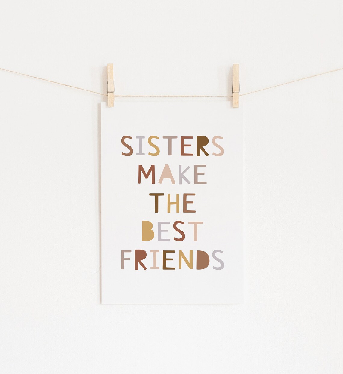 Sisters Make The Best Friends Colorful Typography Kids Room Poster - Image 3