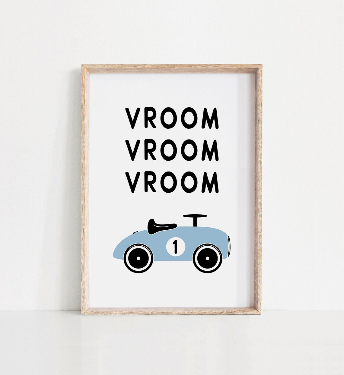 Vroom Vroom Race Car Blue Nursery Boys Room Automotive Poster - Image 3