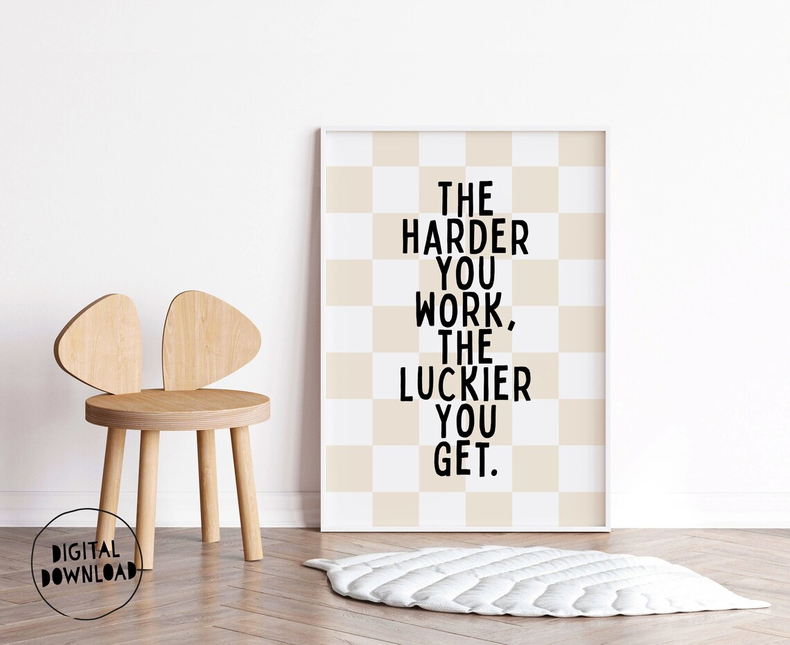 Inspirational Soccer Quote Print The Harder You Work The Luckier You Get Soccer Wall Art Soccer Motivational Poster Boys Room Decor - Image 2