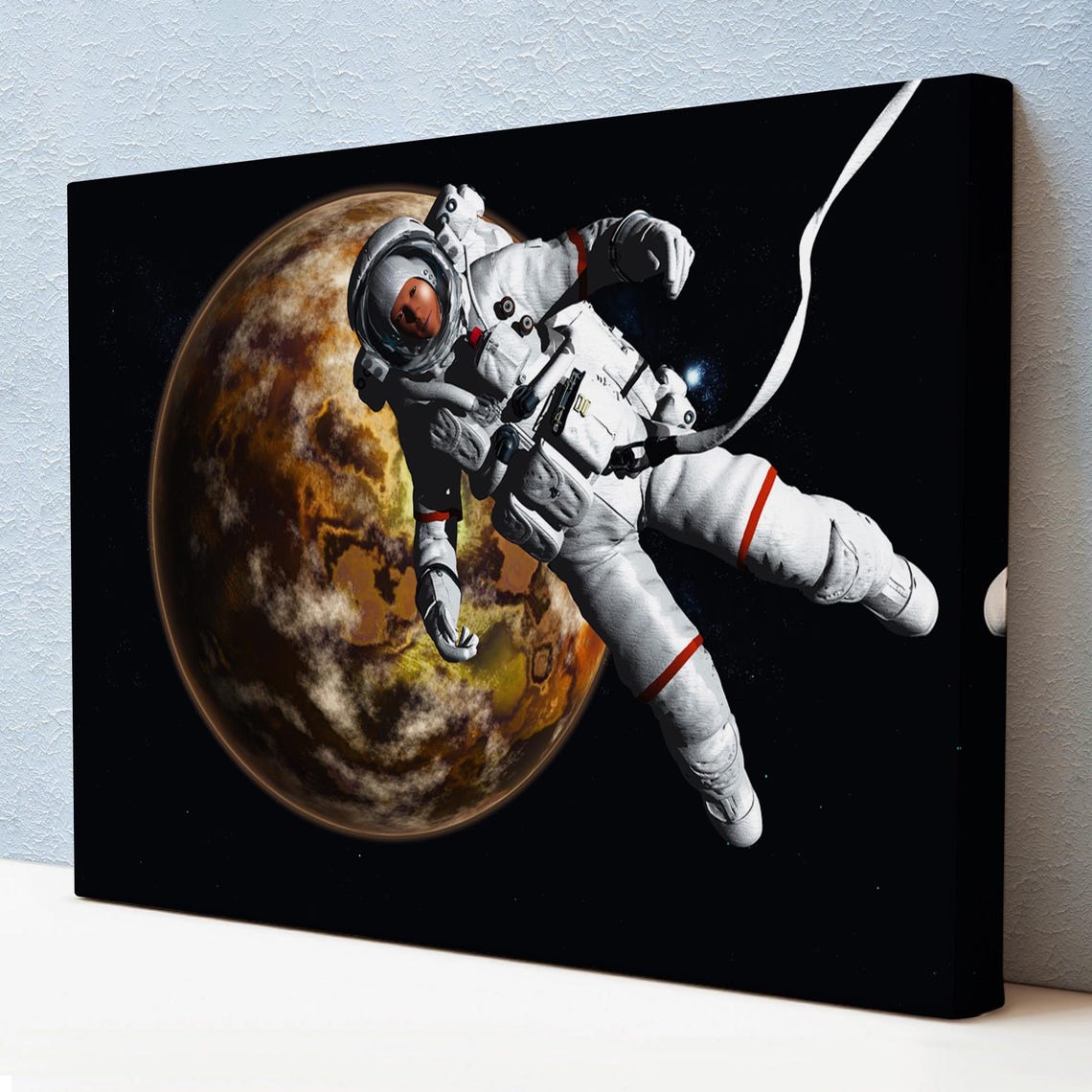 Astronaut Floating In Space Giant Planet Outer Universe Sci Fi Poster