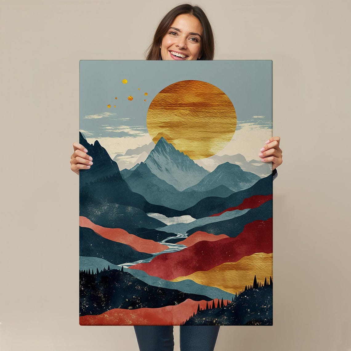 Sunset Above The Mountains Painting Nature Wall Decor Nature Art Nature Wall Decor Nature Print - Image 4