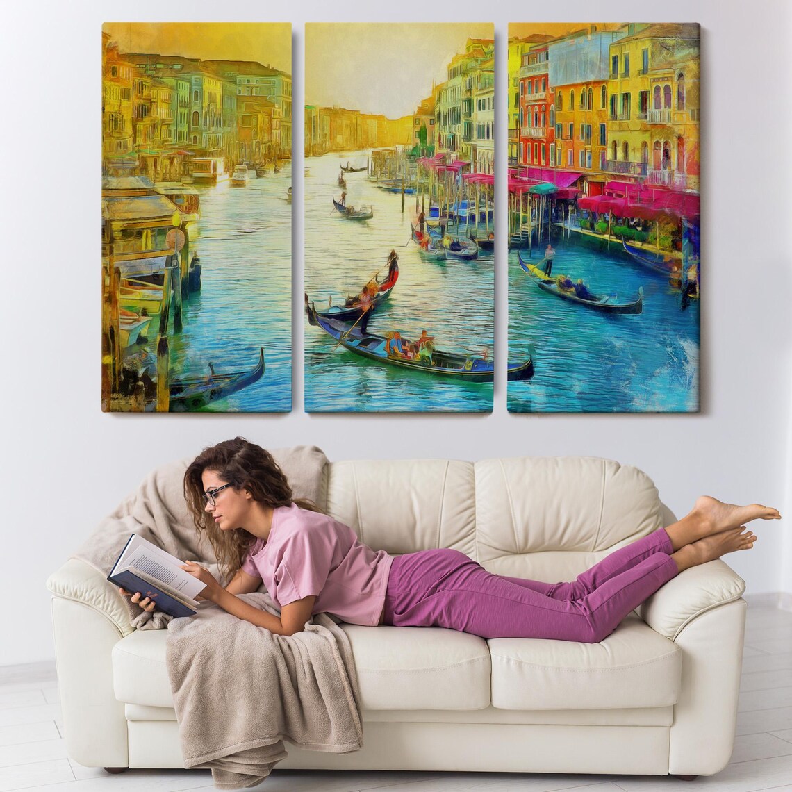 Venice Italy Gondolas Golden Sunset Grand Canal Bright Poster - Image 3