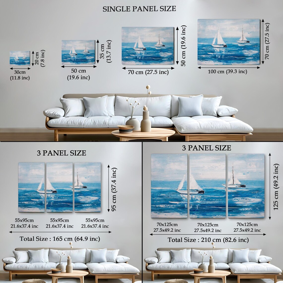 Two White Sailboats Bright Blue Summer Sea Calm Ocean Scenery Poster - Image 4