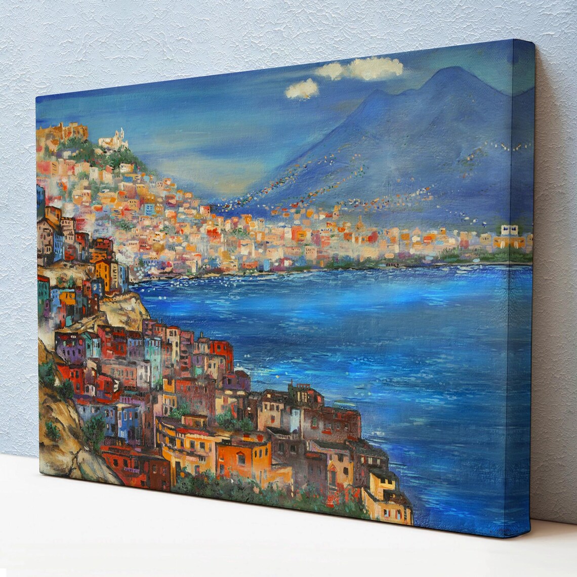 Naples Italy Bay View Vesuvius Colorful Hillside Town Poster
