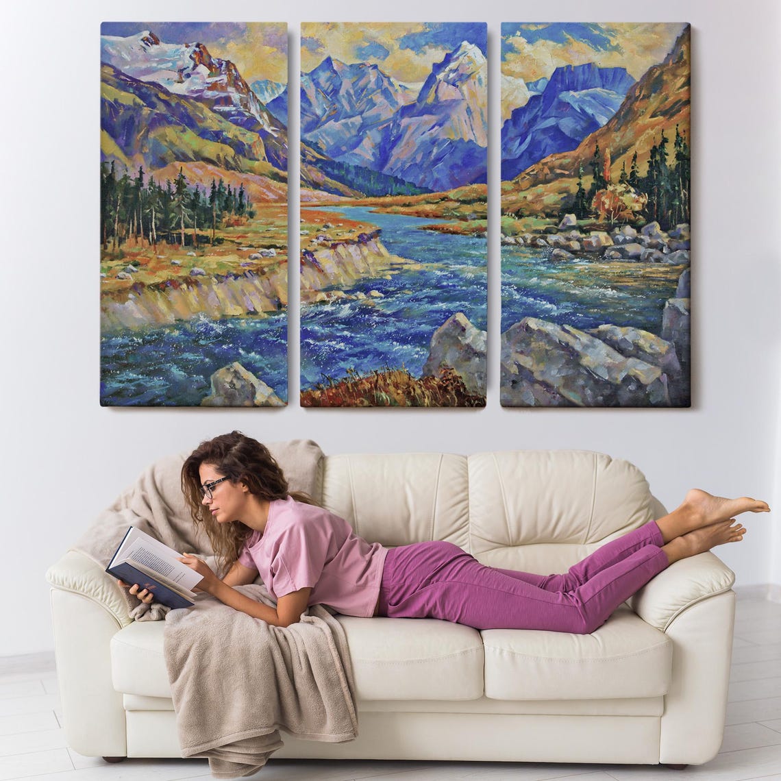 Caucasus Mountains View Oil Painting Style Decorative Art Nature Wall Decor Nature Print Nature Wall Decor - Image 3