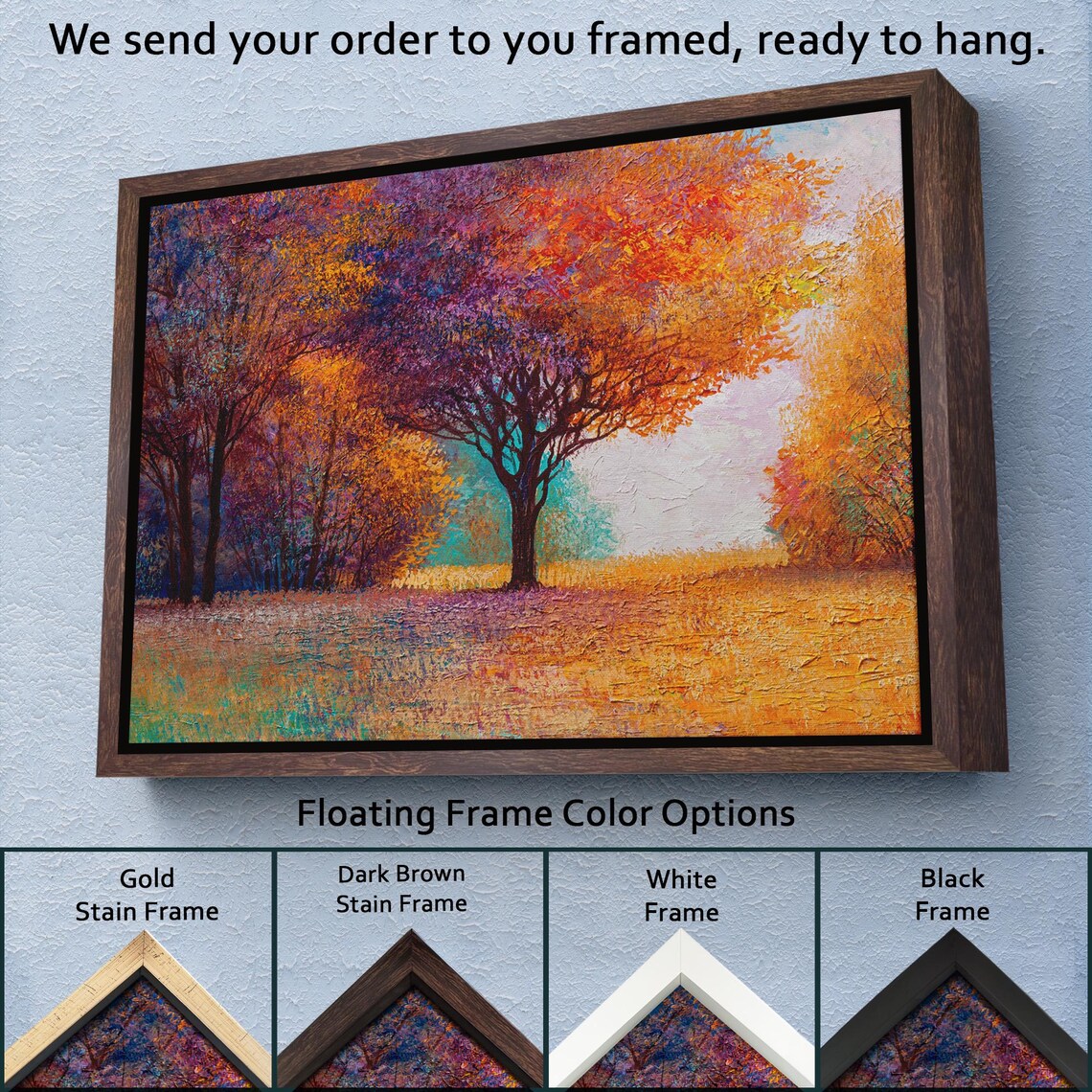 Autumn Forest Fiery Orange Purple Foliage Golden Glowing Path Print - Image 3
