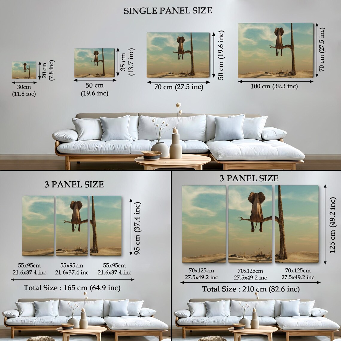 Elephant Sitting On Tree Branch Desert Surreal Funny Animal Art Print - Image 4