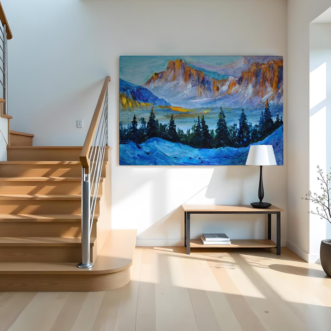 Mountain Forest Landscape Wall Painting Nature Art Nature Decor Nature Print Landscape Wall Table - Image 2